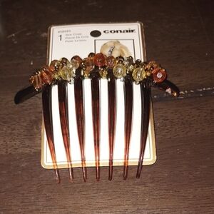 Conair Elegant Brown Hair Comb with Beaded Accents